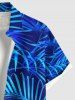 Chemise Imprimé Cocotier et Feuille Tropicale à Boutons Grande Taille avec Poche pour Homme - Bleu L