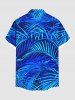 Chemise Imprimé Cocotier et Feuille Tropicale à Boutons Grande Taille avec Poche pour Homme - Bleu 4XL
