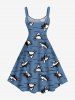 Plus Size Shark Sea Waves Print Hawaii A Line Tank Dress -  