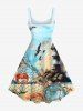 Plus Size Fishing Nets Crabs Conch Shells Lighthouse Bird Ombre Sky Print Hawaii Cruise A Line Tank Dress -  