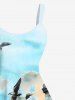 Plus Size Fishing Nets Crabs Conch Shells Lighthouse Bird Ombre Sky Print Hawaii Cruise A Line Tank Dress -  