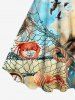 Plus Size Fishing Nets Crabs Conch Shells Lighthouse Bird Ombre Sky Print Hawaii Cruise A Line Tank Dress -  