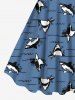Plus Size Shark Sea Waves Print Hawaii A Line Tank Dress -  