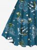 Robe Moulante Ligne A Etoile Dauphin Océan Imprimés de Grande Taille - Vert 5X