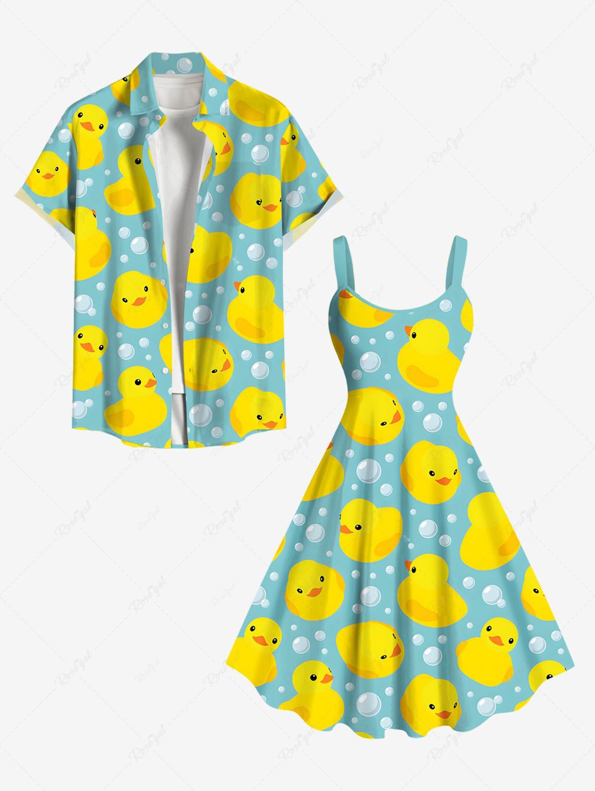 Best Duck Bubble Print Plus Size Matching Hawaii Beach Outfit For Couples  