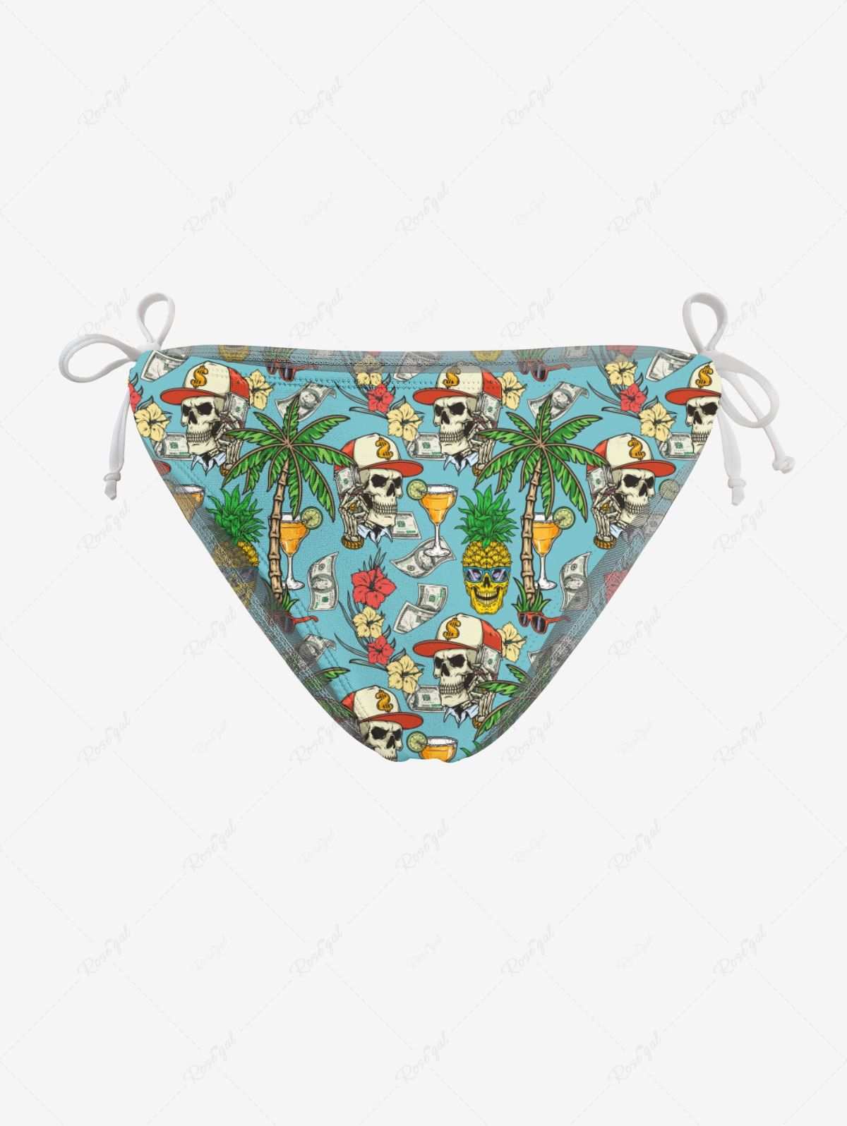 Shops Coconut Tree Floral Skull Baseball Cap Pineapple Juice Print Hawaii Bikini Bottom  
