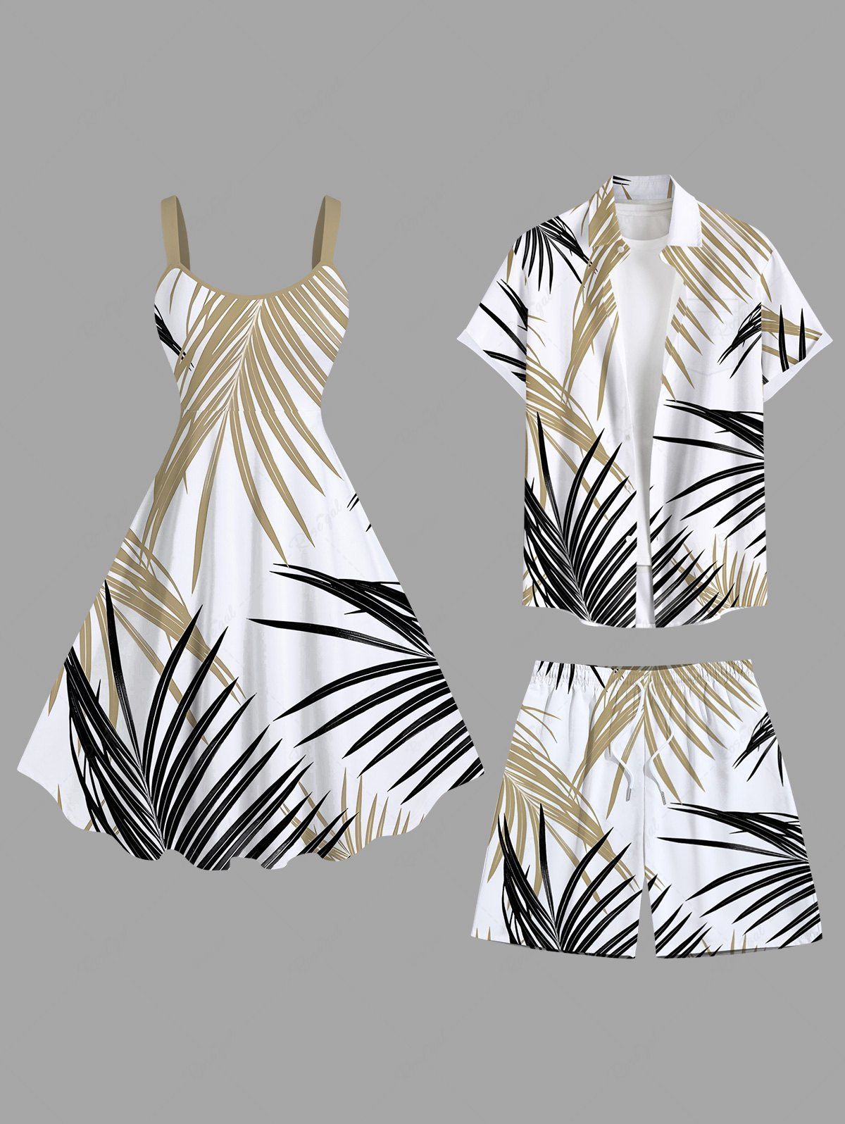 Costume de Plage Grande Taille Imprimé à Feuilles Tropicales NOIR 