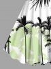 Contrastant Imprimé Cocotier et Feuille Tropicale Grande Taille pour la Plage - Vert clair 