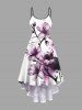 Flowers Watercolor Paint Splatter Print Plus Size Matching Hawaii Beach Outfit For Couples -  