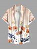 Tenue de plage hawaïenne assortie grande taille à imprimé rayé, motif fleur, feuille, branche, faisceau lumineux, pour couples - orange clair 