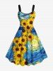 Spiral Painting Sunflower Print Plus Size Matching Hawaii Beach Outfit For Couples -  