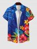Tropical Leaf Flower Print Women Swimsuit and Men Shirt Matching Hawaii Beach Outfit For Couples -  