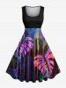 Colorful Tropical Leaf Print Plus Size Matching Hawaii Beach Outfit For Couples -  