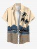 Coconut Tree Seascape Sea Waves Colorblock Print Plus Size Matching Hawaii Beach Outfit For Couples -  