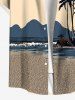 Coconut Tree Seascape Sea Waves Colorblock Print Plus Size Matching Hawaii Beach Outfit For Couples -  