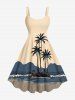 Coconut Tree Seascape Sea Waves Colorblock Print Plus Size Matching Hawaii Beach Outfit For Couples -  
