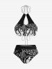 Octopus Two Tone Print Men Shirt and Women Swimsuit Matching Beach Outfit For Couples -  