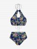 Tropical Leaf Flower Skulls Print Men Shirt and Women Swimsuit Matching Hawaii Beach Outfit For Couples -  