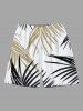 Costume de Plage Grande Taille Imprimé à Feuilles Tropicales - NOIR 