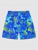 Tenue de Plage à Imprimé Fleurs Tropicales D'Hibiscus Grande-Taille pour Couples - Bleu 