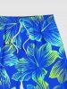 Tenue de Plage à Imprimé Fleurs Tropicales D'Hibiscus Grande-Taille pour Couples - Bleu 