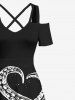 Plus Size Octopus Sailboat Sea Waves Print Hawaii Cruise Cold Shoulder Crisscross A Line Maxi Dress -  