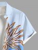 Chemise Hawaiienne Imprimé Cocotier et Vague Grande Taille avec Poche - Bleu clair S