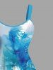 Robe débardeur grande taille à imprimé aquarelle tie-dye cocotier hawaïenne trapèze - Bleu clair L