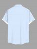 Plus Size Coconut Tree Sea Wave Surfer Sun Print Hawaii Button Pocket Shirt For Men -  
