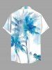 Plus Size Watercolor Tie Dye Coconut Tree Print Hawaii Button Pocket Shirt For Men -  