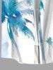 Plus Size Watercolor Tie Dye Coconut Tree Print Hawaii Button Pocket Shirt For Men -  
