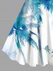 Plus Size Watercolor Tie Dye Coconut Tree Print Hawaii A Line Tank Dress -  