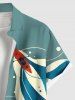 Plus Size Sea Waves Boat Print Hawaii Cruise Button Pocket Shirt For Men -  
