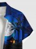 Plus Size Turtle Sea Wave Coconut Tree Moon Ombre Galaxy Print Hawaii Sea Creatures Shirt For Men -  