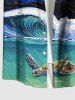 Plus Size Turtle Sea Wave Coconut Tree Moon Ombre Galaxy Print Hawaii Sea Creatures Shirt For Men -  