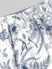 Plus Size Floral Tropical Leaves Print Hawaii Drawstring Beach Shorts For Men -  