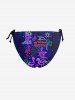 Coconut Tree Flamingo Pineapple Sun Print Cinched Tie Bikini Bottom -  
