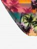 Coconut Tree Ombre Colorblock Print Cinched Tie Bikini Bottom -  