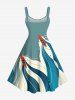 Plus Size Sea Waves Boat Print Hawaii Cruise A Line Tank Dress -  