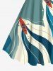 Plus Size Sea Waves Boat Print Hawaii Cruise A Line Tank Dress -  
