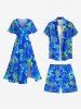 Plus Size Tropical Hibiscus Flower Print Hawaii Beach Shorts For Men -  