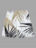 Plus Size Tropical Leaf Print Hawaii Beach Shorts For Men -  