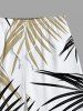 Plus Size Tropical Leaf Print Hawaii Beach Shorts For Men -  