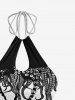 Maillot de Bain Tankini Evidé Pieuvre Imprimé sans Dos - Noir 3XL