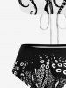 Maillot de Bain Tankini Evidé Pieuvre Imprimé sans Dos - Noir 3XL