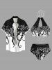 Maillot de Bain Tankini Evidé Pieuvre Imprimé sans Dos - Noir 3XL