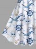 Robe Feuille D'Oiseau et Soleil Imprimés Hawaï Grande Taille - Blanc XXS