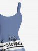Plus Size Coconut Tree Seascape Sailboat Print Hawaii Tank Dress -  