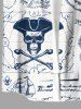 Chemise Plissée Bouée de Pirate Imprimé avec Poche de Grande Taille en Cuir PU - Blanc M