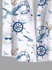 Plus Size Sun Bird Anchor Rudder Print Buttons Pocket Hawaii Cruise Shirt For Men -  